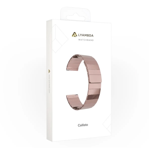 Ремешок из нержавеющей стали для часов Lyambda Callisto 22мм, розовый